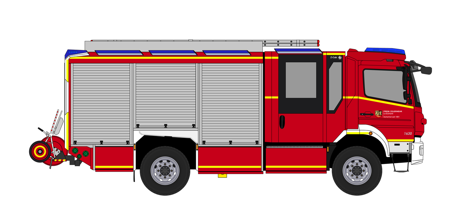 Löschgruppenfahrzeug 2 (LF 10) der Feuerwehr Ilvesheim, Fahrzeuggrafik Beifahrerseite