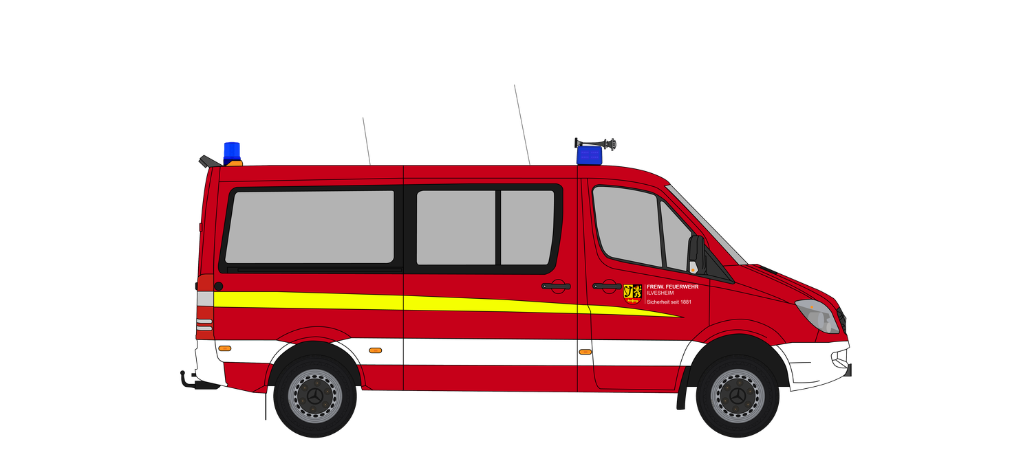 Mannschaftstransportwagen MTW der Feuerwehr Ilvesheim, Seitenansicht